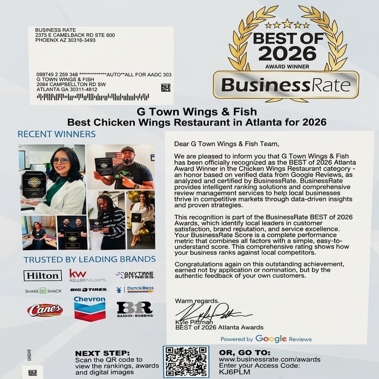 🏆 Best Chicken Wings Restaurant in Atlanta for 2026 by BusinessRate!