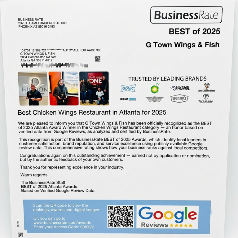🏆 Best Chicken Wings Restaurant in Atlanta for 2025 by BusinessRate!